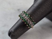 Load image into Gallery viewer, Womens Vintage Estate 10k Yellow Gold Emerald Diamond Ring 2.2g E5174