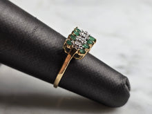 Load image into Gallery viewer, Womens Vintage Estate 10k Yellow Gold Emerald Diamond Ring 2.2g E5174
