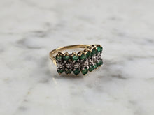 Load image into Gallery viewer, Womens Vintage Estate 10k Yellow Gold Emerald Diamond Ring 2.2g E5174