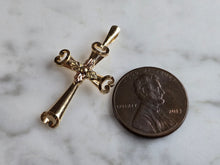 Load image into Gallery viewer, Womens Vintage 10k Gold Coleman Religious Crucifix Cross Pendant 1.3g #E5208