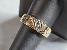 Load image into Gallery viewer, Mens Vintage Estate 10K Yellow Gold Religious Diamond Cross Ring 4.1g E5230