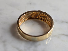 Load image into Gallery viewer, Mens Vintage Estate 10K Yellow Gold Religious Diamond Cross Ring 4.1g E5230