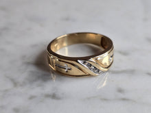 Load image into Gallery viewer, Mens Vintage Estate 10K Yellow Gold Religious Diamond Cross Ring 4.1g E5230