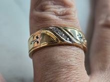 Load image into Gallery viewer, Mens Vintage Estate 10K Yellow Gold Religious Diamond Cross Ring 4.1g E5230