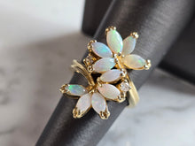 Load image into Gallery viewer, Womens Vintage Estate 14k Gold Opal &amp; Diamond Floral Ring 7.7g E5233