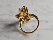 Load image into Gallery viewer, Womens Vintage Estate 14k Gold Opal &amp; Diamond Floral Ring 7.7g E5233