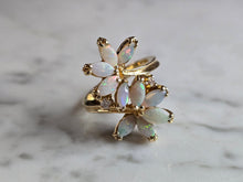 Load image into Gallery viewer, Womens Vintage Estate 14k Gold Opal &amp; Diamond Floral Ring 7.7g E5233