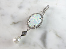 Load image into Gallery viewer, Womens Estate Sterling Silver Modernist Opal Pendant 3.9g E5259