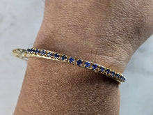 Load image into Gallery viewer, Womens Vintage Estate 14K Yellow Gold Sapphire Bangle Bracelet 11.5g E5308