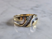 Load image into Gallery viewer, Mens Vintage Estate 14K Yellow &amp; White Gold Diamond Ring 6.9g E5345