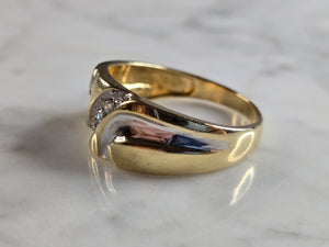 Mens Vintage Estate 14K Yellow & White Gold Diamond Ring 6.9g E5345