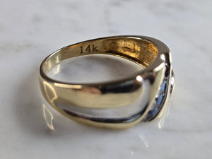 Mens Vintage Estate 14K Yellow & White Gold Diamond Ring 6.9g E5345