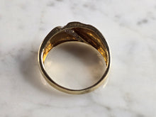 Load image into Gallery viewer, Mens Vintage Estate 14K Yellow &amp; White Gold Diamond Ring 6.9g E5345