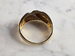 Mens Vintage Estate 14K Yellow & White Gold Diamond Ring 6.9g E5345