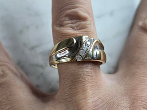 Mens Vintage Estate 14K Yellow & White Gold Diamond Ring 6.9g E5345