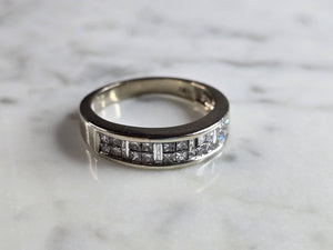 Mens Vintage Estate 14K White Gold Diamond Ring, 4.8g E5346