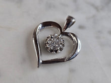 Load image into Gallery viewer, Womens Vintage Estate 14K White Gold Diamond Heart Pendant 3.3g E5396