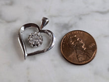 Load image into Gallery viewer, Womens Vintage Estate 14K White Gold Diamond Heart Pendant 3.3g E5396