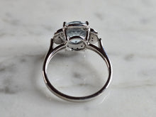 Load image into Gallery viewer, Womens Vintage Estate 14K White Gold Aqua Diamond Ring 3.7g #E5419