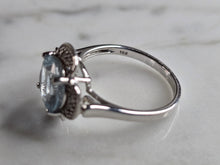 Load image into Gallery viewer, Womens Vintage Estate 14K White Gold Aqua Diamond Ring 3.7g #E5419