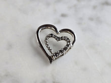 Load image into Gallery viewer, Womens Vintage Estate 10K White Gold Heart Diamond Pendant 1.1g E5422