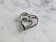 Load image into Gallery viewer, Womens Vintage Estate 10K White Gold Heart Diamond Pendant 1.1g E5422