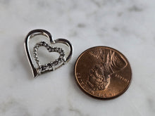 Load image into Gallery viewer, Womens Vintage Estate 10K White Gold Heart Diamond Pendant 1.1g E5422