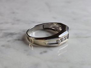 Mens Vintage Estate 14k White Gold Diamond Ring 7.1g E5455
