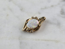 Load image into Gallery viewer, Womens Vintage Estate 14K Gold Diamond Chip &amp; Opal Pendant 2.3g E5496