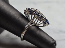 Load image into Gallery viewer, Womens Vintage Estate 14K White Gold Sapphire Diamond Ring, 5.6g E5506