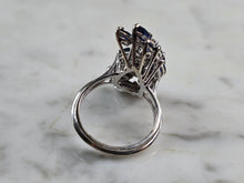 Load image into Gallery viewer, Womens Vintage Estate 14K White Gold Sapphire Diamond Ring, 5.6g E5506