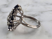 Load image into Gallery viewer, Womens Vintage Estate 14K White Gold Sapphire Diamond Ring, 5.6g E5506