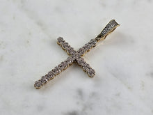 Load image into Gallery viewer, Vintage 10k Yellow Gold Religious Crucifix Cross Diamond Pendant 2.9g E5513