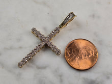 Load image into Gallery viewer, Vintage 10k Yellow Gold Religious Crucifix Cross Diamond Pendant 2.9g E5513