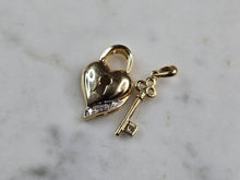 Load image into Gallery viewer, Womens Vintage Estate 14k Gold Diamond Key to Heart Pendant Charms 3.6g E5527