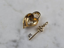 Load image into Gallery viewer, Womens Vintage Estate 14k Gold Diamond Key to Heart Pendant Charms 3.6g E5527