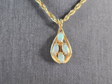Load image into Gallery viewer, Womens Vintage Estate 14K Gold Opal Tear Drop Pendant Rope Necklace 3.6g E5529
