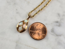 Load image into Gallery viewer, Womens Vintage Estate 14K Gold Opal Tear Drop Pendant Rope Necklace 3.6g E5529