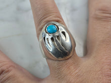 Load image into Gallery viewer, Mens Vintage Estate Sterling Silver Navajo Bear Paw Turquoise Ring 17.8g E5550
