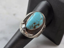Load image into Gallery viewer, Mens Vintage Sterling Silver Southwestern Turquoise Ring 23.9g E5556