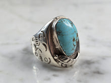 Load image into Gallery viewer, Mens Vintage Sterling Silver Southwestern Turquoise Ring 23.9g E5556
