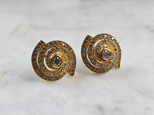 Load image into Gallery viewer, Womens Vintage Estate 14K Yellow Gold Modernist Diamond Earrings, 6.0g E5576