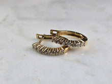 Load image into Gallery viewer, Womens Vintage Estate 14K Yellow Gold Diamond Hoop Earrings 3.4g E5577