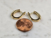 Load image into Gallery viewer, Womens Vintage Estate 14K Yellow Gold Diamond Hoop Earrings 3.4g E5577