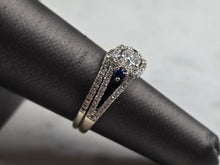Load image into Gallery viewer, Womens Vintage Estate 14K White Gold Diamond Sapphire Ring Set 4.5g E5586