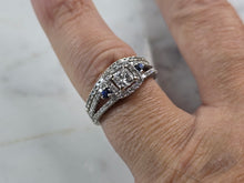 Load image into Gallery viewer, Womens Vintage Estate 14K White Gold Diamond Sapphire Ring Set 4.5g E5586