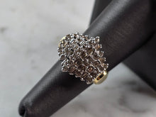 Load image into Gallery viewer, Womens Vintage Estate 14K Yellow Gold Modernist Diamond Cluster Ring 7.8g E5587