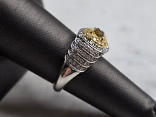 Load image into Gallery viewer, Womens Vintage Estate 18K White Gold Yellow Diamond Ring, 7.1g E5588