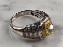 Load image into Gallery viewer, Womens Vintage Estate 18K White Gold Yellow Diamond Ring, 7.1g E5588