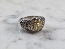 Load image into Gallery viewer, Womens Vintage Estate 18K White Gold Yellow Diamond Ring, 7.1g E5588